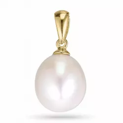 Ovalt perle vedhæng i 14 karat guld