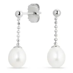 lange perle øreringe i sølv