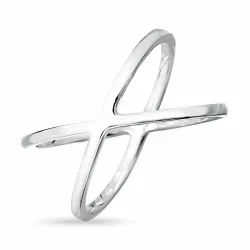 Enkel kryds ring i rhodineret sølv