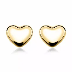 Små hjerte ørestikker i 9 karat guld med 
