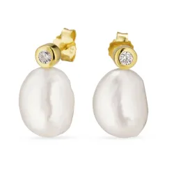 perle øreringe i forgyldt sølv