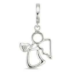 engel zirkon vedhæng i sølv