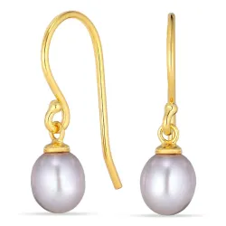 6-6,5 mm perle øreringe i forgyldt sølv