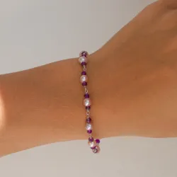 Lilla perle armbånd i rhodineret sølv