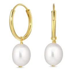 perle creoler i forgyldt sølv