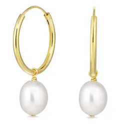 perle creoler i forgyldt sølv