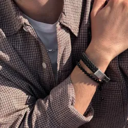 Nordahl andersen armbånd i stål sort onyks