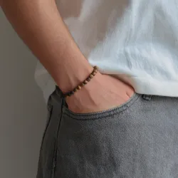 Nordahl andersen armbånd i læder brun tigerøje