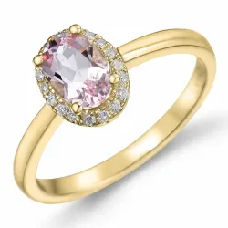 oval morganit diamantring i 14 karat guld 0,83 ct 0,09 ct