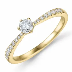 diamant ring i 14 karat guld 0,21 ct 0,13 ct