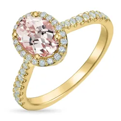 morganit diamantring i 14 karat guld 1,28 ct 0,32 ct