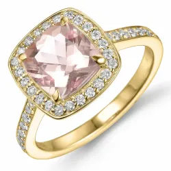 morganit diamantring i 14 karat guld 2,2 ct 0,38 ct