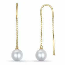 lange aaa-graded ferskvandsperle øreringe i 14 karat guld med 