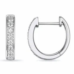 14 mm brillant creoler i 14 karat hvidguld med diamant 