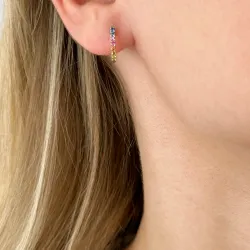 12 mm regnbuefarvede safir creoler i 14 karat guld med safir 