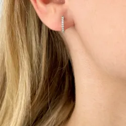 8 mm creoler i 14 karat hvidguld med diamant 