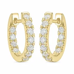 14 mm diamant creoler i 14 karat guld med diamant 