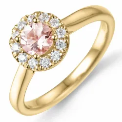 morganit diamantring i 14 karat guld 0,43 ct 0,22 ct