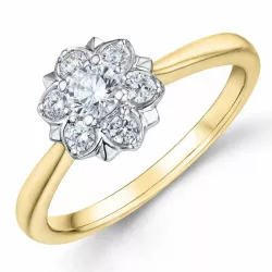 blomster diamant ring i 14 karat guld.- og hvidguld 0,20 ct 0,20 ct