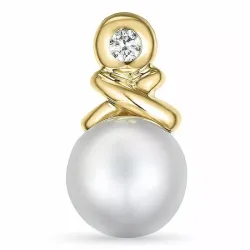 Perle diamantvedhæng i 14 karat guld 0,04 ct