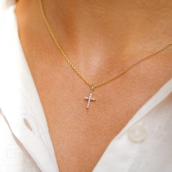 kors diamant vedhæng i 14 karat guld 0,09 ct