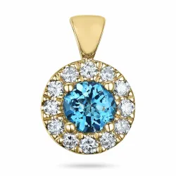 rundt topas diamantvedhæng i 14 karat guld 0,65 ct 0,22 ct