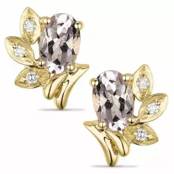 Blad morganit diamantøreringe i 14 karat guld med diamanter og morganitter 