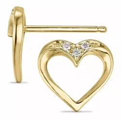 Hjerte diamant ørestikker i 14 karat guld med diamanter