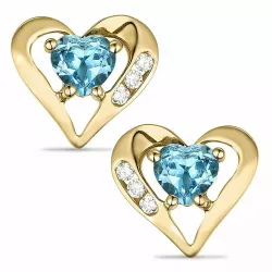 Hjerte topas diamantøreringe i 14 karat guld med diamanter og topaser 