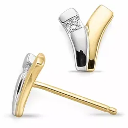 Diamant øreringe i 14 karat guld og hvidguld med diamanter