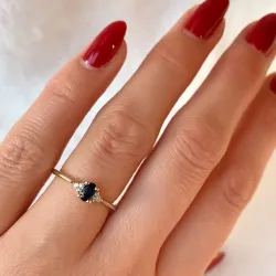 safir diamantring i 14 karat guld 0,35 ct 0,03 ct