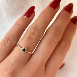 elegant sort diamant brillantring i 14 karat guld 0,11 ct 0,02 ct