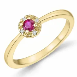 rubin brillantring i 14 karat guld 0,147 ct 0,02 ct