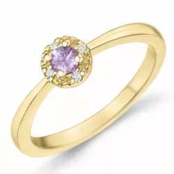 pink safir diamantring i 14 karat guld 0,147 ct 0,02 ct