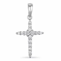kors diamant vedhæng i 14 karat hvidguld 0,15 ct