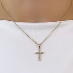 kors diamant vedhæng i 14 karat guld 0,33 ct