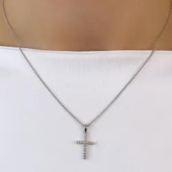 kors diamant vedhæng i 14 karat hvidguld 0,155 ct