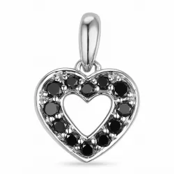 hjerte sort diamant vedhæng i 14 karat hvidguld 0,149 ct