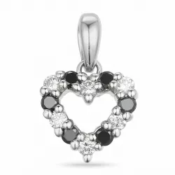 hjerte sort diamant diamantvedhæng i 14 karat hvidguld 0,09 ct 0,09 ct