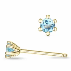 2 x 0,14 ct topas solitaireørestikker i 14 karat guld med topas