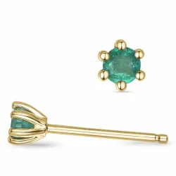 2 x 0,12 ct smaragd solitaireørestikker i 14 karat guld med smaragd 