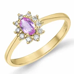 pink safir rosetring i 14 karat guld 0,35 ct 0,11 ct