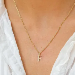 bogstav F vedhæng i 9 karat guld - My Letter