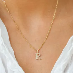 bogstav R vedhæng i 9 karat guld - My Letter
