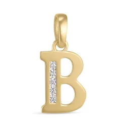 bogstav B zirkon vedhæng i 9 karat guld - My Letter
