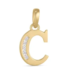 bogstav C zirkon vedhæng i 9 karat guld - My Letter