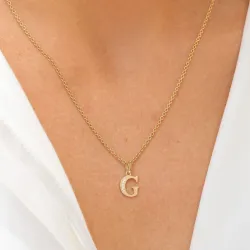 bogstav G zirkon vedhæng i 9 karat guld - My Letter