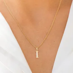 bogstav I zirkon vedhæng i 9 karat guld - My Letter