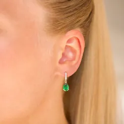 dråbeformede øreringe i 9 karat guld med smaragd og zirkon - Gold Collection