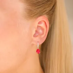 dråbeformede øreringe i 9 karat guld med rubin og zirkon - Gold Collection